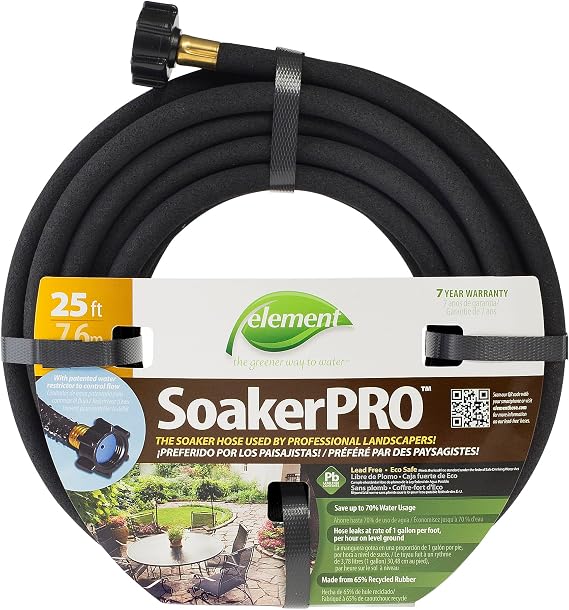 Element SoakerPRO Soaker Hose, 25' Length, 3/8" Diameter, Black