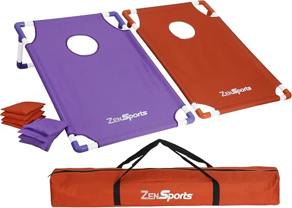 ZENY Portable PVC Framed Cornhole Set with 8 Bean Bags and Carry Bag 3x2-feet, Lightweight Corn Hole Boards for Outdoor Indoor Play