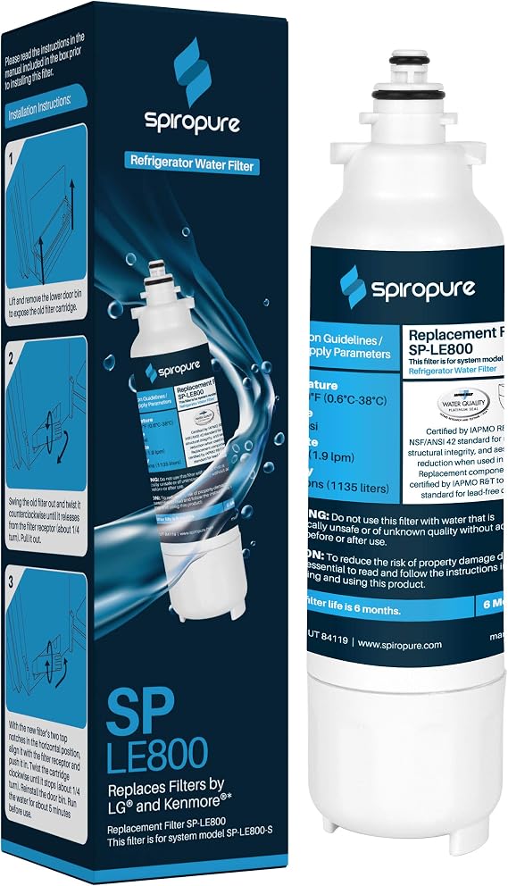 SpiroPure SP-LE800 NSF Refrigerator Water Filter Compatible for LT800P 9490