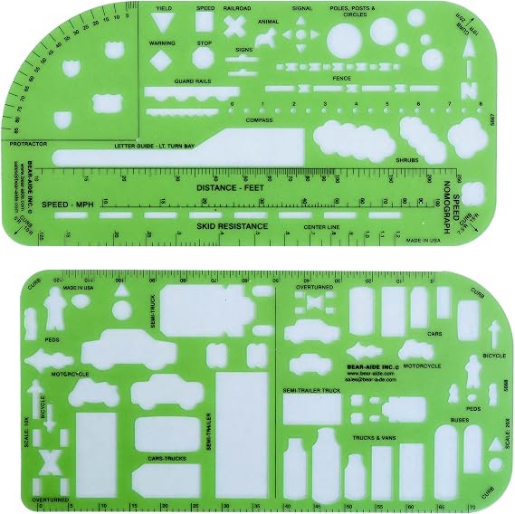 Traffic Drawing Template - for Accident Reconstruction (Single Pack)