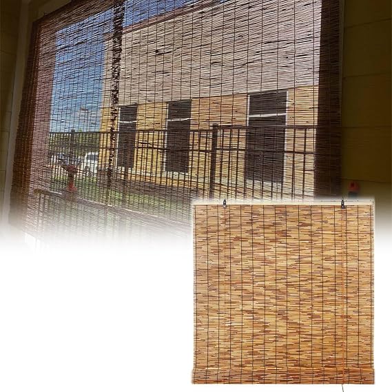 ORANGES Cordless Bamboo Shades Curtain Windows Roll Up Blinds Anti-UV Privacy Decoration Retro Roller Shades 30inch 36inch 40inch 48inch 50inch 60inch 65inch 72inch Wide Cordless Bamboo Blinds Woven