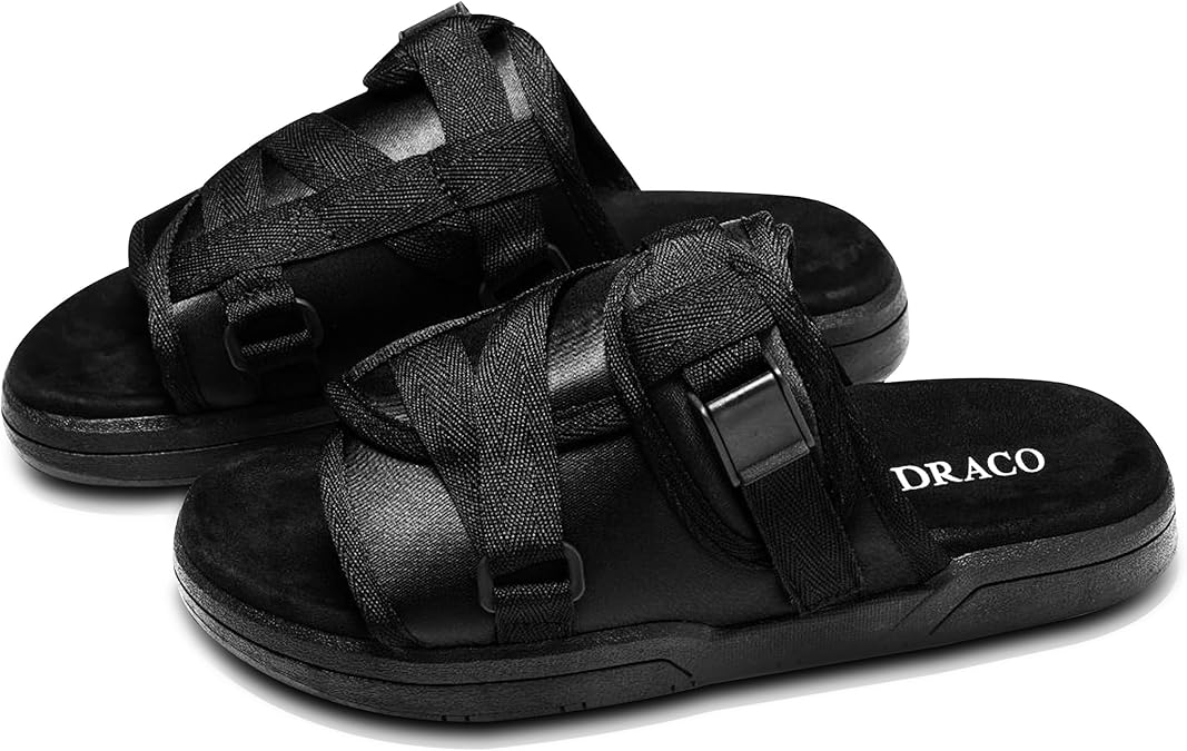 Draco DracoSlides Original Slides for Men and Women, Made from Silk with Adjustable Straps for Wide/Narrow Feet, Sandals with Arch Support & Slip Resistant, Men & Women Footwear