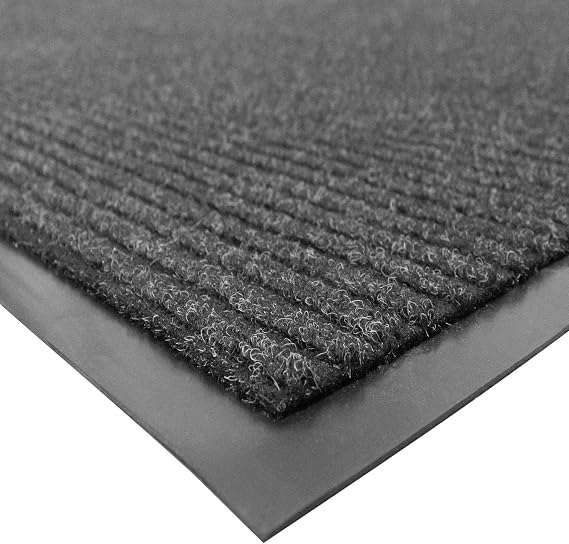 UNIMAT Traffic Guard Door Mat, 4 x 6 , Heavy Duty Waterproof Doormat, Stain and Fade Resistant Welcome Mats, Durable Rubber Backing, Low Profile Entryway Rug, Shoe and Boot Scraper, Charcoal