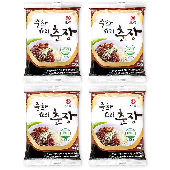Korean Black Bean Paste Sauce for Jjajangmyeon Zhajiangmian, Jjajang Chunjang - 300g (Pack of 4)