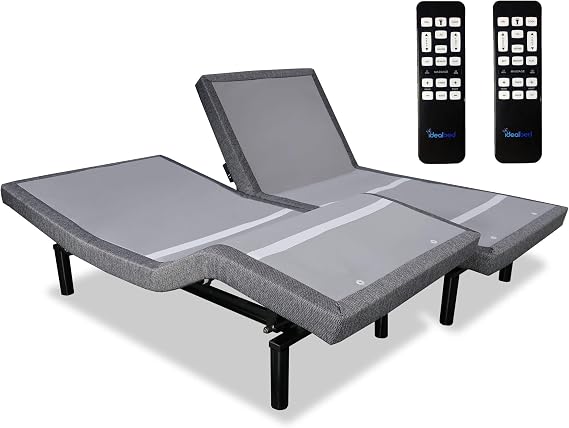 iDealBed Adjustable Bed Base, Wall Hugger, Wireless Massage, Zero-Gravity, Anti-Snore, Night Light, Memory, Next Gen USB Ports, Split Cal King, Grey