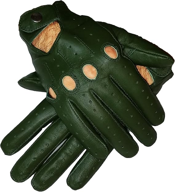 Genuine Leather Gloves for Men (Green, Small)