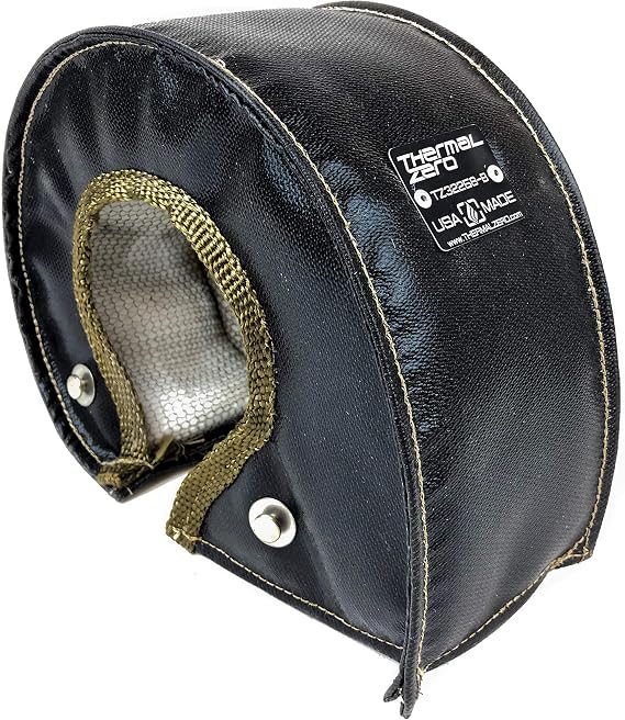 Thermal Zero TZ32258-B Universal Black Turbo Blanket - Custom fit turbo shield for external wastegate T4 size turbine housing - USA Made