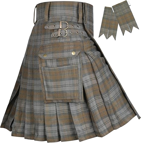 Valor Tartan Utility Kilt for Men I 16oz Scottish Tartan Kilts 5 Yards Premium Acrylic Wool Kilts Traditional Mens Kilt