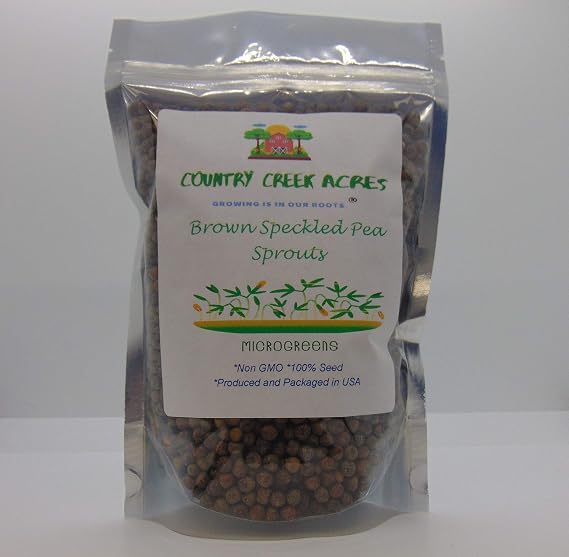 Brown Speckled Pea Sprouting Seed, Non GMO - 4 oz - Country Creek Brand - Brown Peas Sprouts, Garden Planting, Cooking, Soup, Emergency Food Storage, Vegetable Gardening, Juicing, Cover Crop