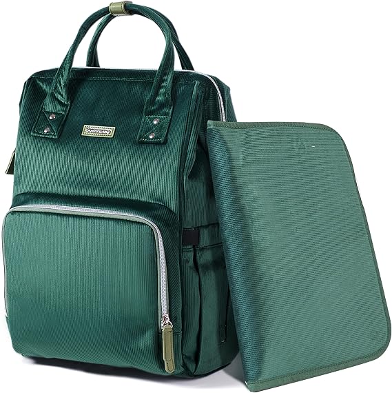 SUNVENO Diaper Bag Backpack Large Capacity Baby Bag with USB Charging Changing Pad Waterproof Travel Nappy Bag Organizer with 13 Pockets Stroller Straps for Mom and Dad Green