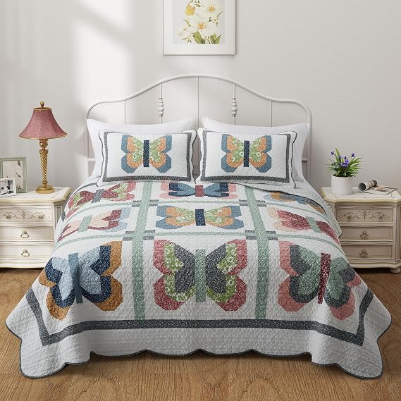 King Size Quilt Butterfly Cotton Comforter Set