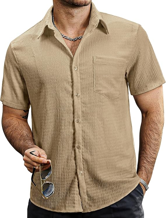 VATPAVE Mens Button Down Short Sleeve Shirt Summer Beach Hawaiian Shirts