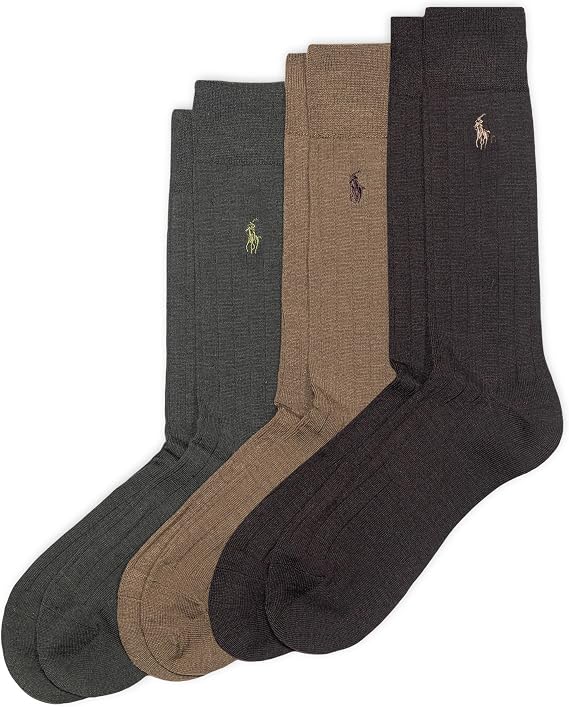 Polo Ralph Lauren Men's Merino Wool Dress Crew Socks (3-Pack)