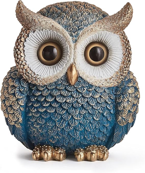 Octdays Owl Statue Home Decor - Cute Owl Figurine for Bookshelf Table Office Bedroom Living Room Mantle TV Stand Decorations Adorable Gifts for Owl Lovers
