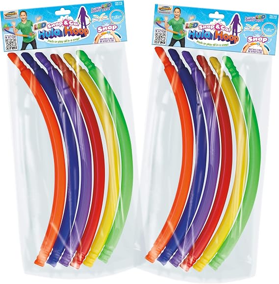 Geospace LED Light Up Snap & Go Multi Color 6 Piece Hula Hoop Toy for Kids Great for Exercise, Birthday Parties NO Batteries Required