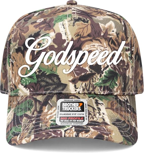 Godspeed Red Cursive Hat | Premium Vintage Trucker Hat with Adjustable Snapback for Men and Women