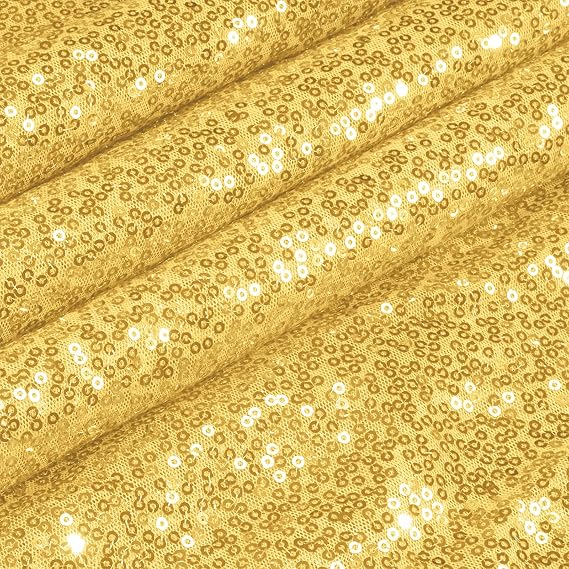 Vonty Gold Sequin Fabric by The Yard, 1 Yard, 48 Inch Wide