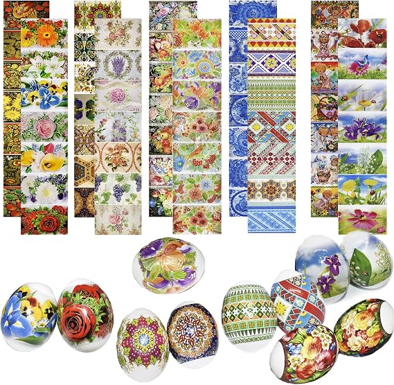Pack 10 Thermo Heat Shrink Sleeves - Easter Egg Decorating Kit - Ukrainian Pysanky Supplies - Decorative Egg Wraps - Easter Decoration Wraps Pysanka Pysanky - for 70 Eggs