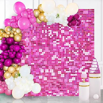 Shimmer Wall Backdrop 24-Packs Sparkly Backdrop Curtain Set Assembled Shimmer Wedding Party Decoration