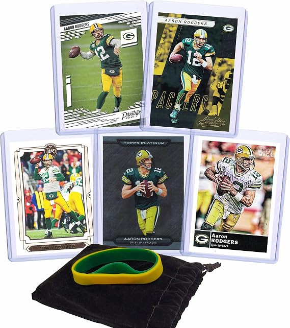 Aaron Rodgers Football Cards Assorted (5) Bundle - Green Bay Packers Trading Cards