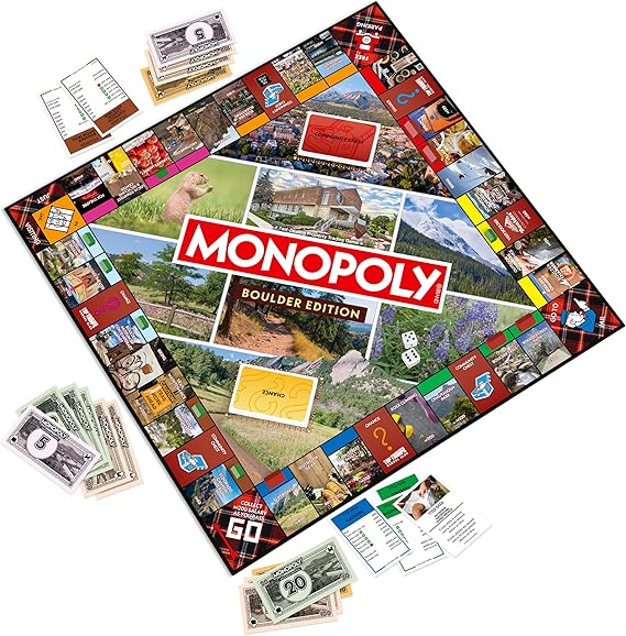 Monopoly Board Game Boulder, CO Edition: 2-6 Players Family Board Games for Kids and Adults, Board Games for Kids 8 and Up, Great for Game Night