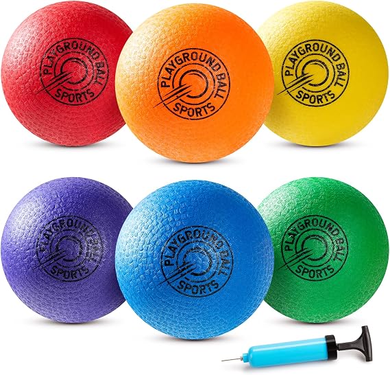 EVERICH TOY Playground Balls Kickball, 6 or 12 Pack 8.5 Inch 4 Square Ball