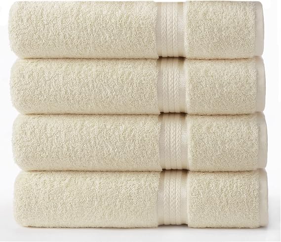 COTTON CRAFT Ultra Soft Bath Towels - 4 Pack 100% Cotton Large 30x54 inches