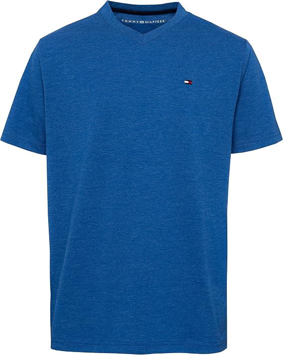 Tommy Hilfiger Boys' Short Sleeve Flag Solid V-Neck T-Shirt