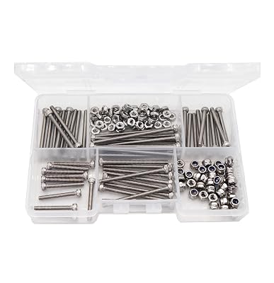 binifiMux 160pcs M2.5 Hex Socket Cap Screws Self Locking Nuts Assortment Kit with Wrench, Silver 304 Stainless Steel, M2.5x20mm 25mm 30mm 35mm40mm45mm