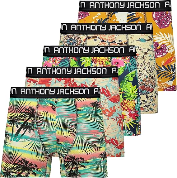 Anthony Jackson Lycra 5-in-3 Box Pattern Premium Men's Boxer Palm Horizon