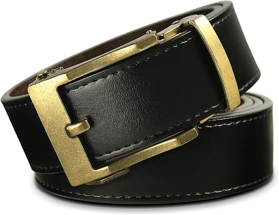 Aventus Men's Holeless Leather Ratchet Click Belt - Trim to Fit (Various Styles and Colors)