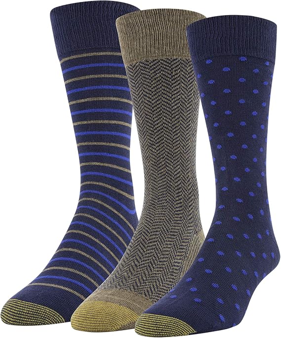 GOLDTOE Men's Classic Canterbury Crew Dress Socks, 3-Pairs