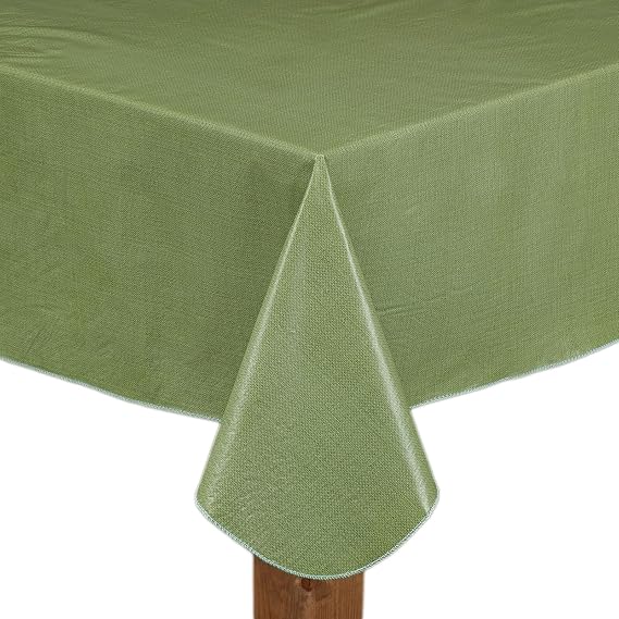 Lintex Cafe Deauville Sage 60x84 Oval Vinyl Tablecloth [Kitchen]