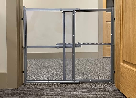 Marshall Better View Gate 24" Tall Adjustable Pet Barrier Clear Plexi Design for Visibility & Safety Freestanding Gate for Ferrets & Small Animals