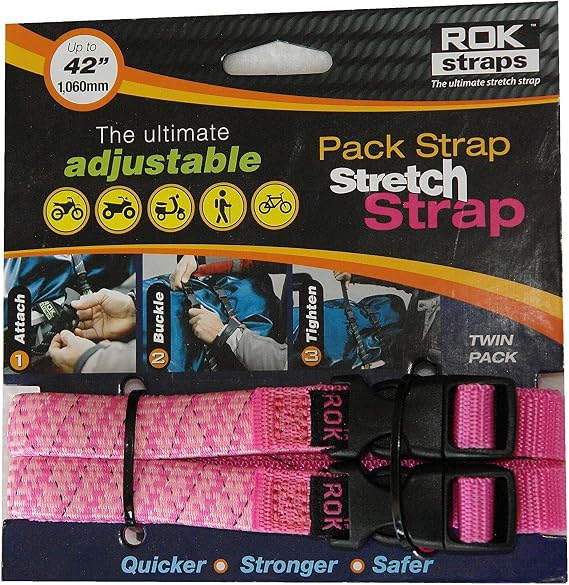 ROK Straps 12"-42" Adjustable Loop Strap 2Pk Pink #10425