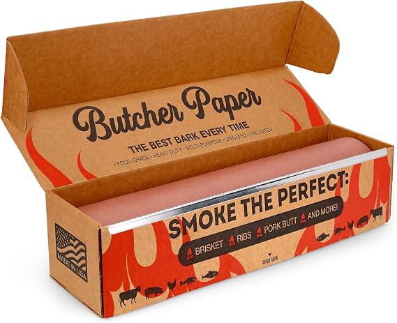 Bryco Goods Pink Butcher Paper Roll with Dispenser Box, 18" x 175' (2100) Food-Grade Peach Butcher Paper for Smoker, BBQ, Grilling, Smoking Meat - USA Made - Unbleached, Uncoated and Unwaxed