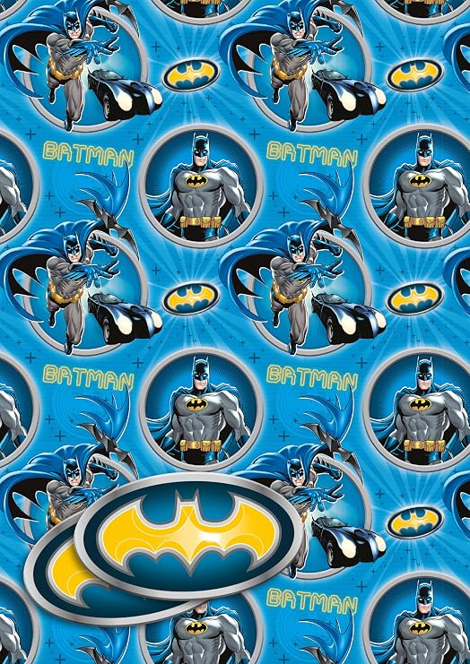 Batman Gift Wrapping Paper 2 Sheets 2 Labels Birthday Superhero Wrapping Paper