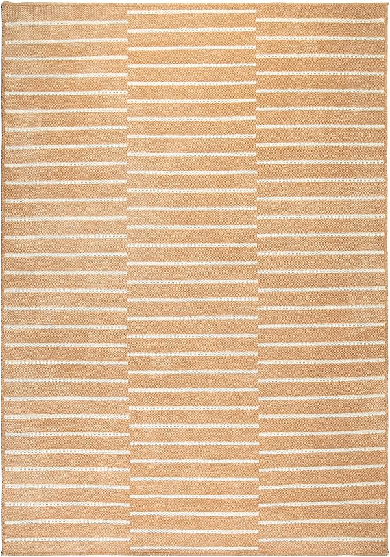 Ocean Home Textile Bej Renk Çizgi Desenli Şönil Halı Kilim 120 x 180 cm