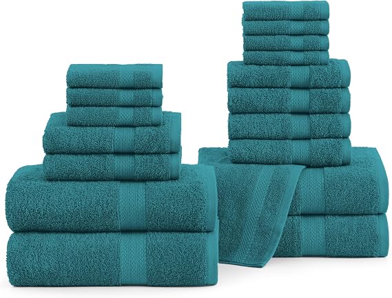 LANE LINEN Bath Towel Set 100% Cotton 18 Piece Soft Absorbent - Sea Port