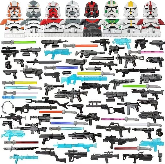 Military Minifigures Weapon Armor Kit for Star War Army Weapons and Accessories Set Compatile with Major Block Brands - 81pcs