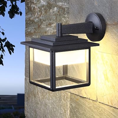 Outdoor Wall Lantern Exterior Wall Light LED Outdoor Light Fixture for House,12W Porch Lights Modern,Waterproof IP54,Height 11 Large,Waterproof,Square Lights,Black for Garage