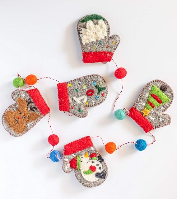 Nivas Christmas Decor/Christmas Mitten/Mittens Garland/Holiday Banner/Hanging Wall Decor/X-Mas Decoration/Holiday Home Decor
