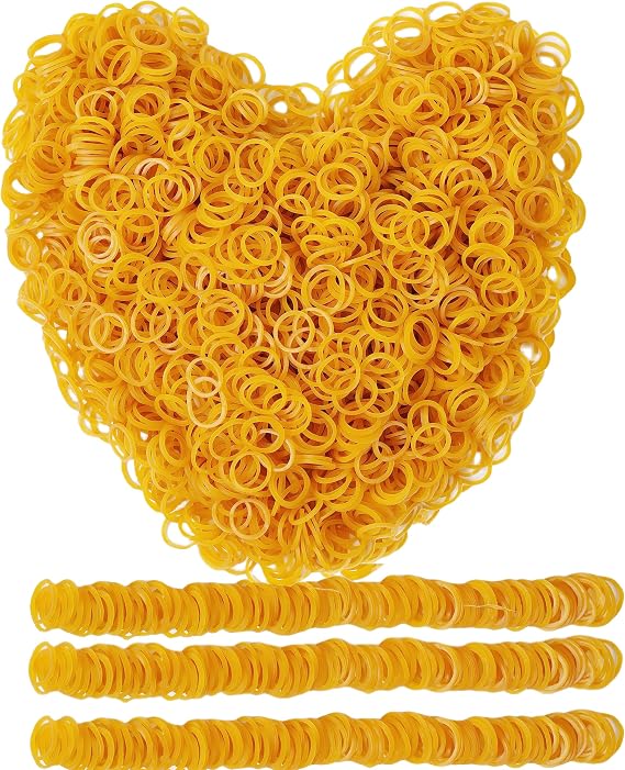 AIWOQI Rubber Bands Mini Small 2000pcs rubber band 0.5in Strong Yellow