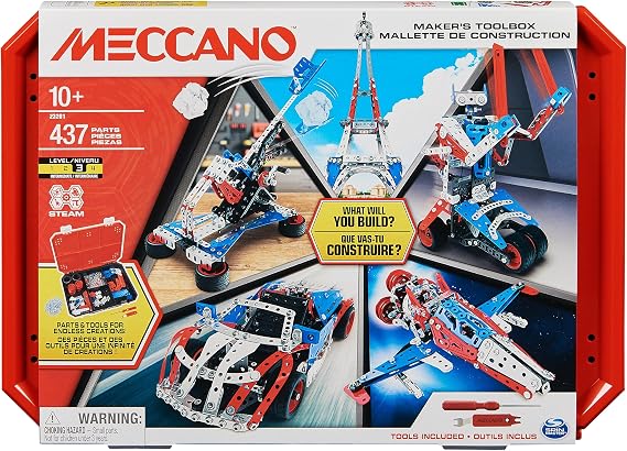 Meccano Maker's Toolbox Erector Set, Metal Building Kit, STEM Toy Ages 10+
