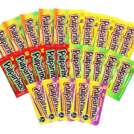 Pulparindo Assortment Variety Mix (25 count total). Contains Pulparindo Chamoy, Pulparindo Sandia, Pulparindo Mango, Pulparindo Spicy and Original Pulparindo Tamarind