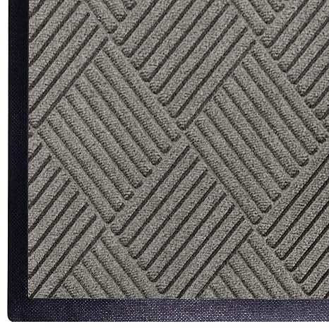 WaterHog Diamond | Commercial-Grade Entrance Mat with Rubber Border Indoor/Outdoor, Quick Drying, Stain Resistant Door Mat (Medium Grey, 3' x 4')