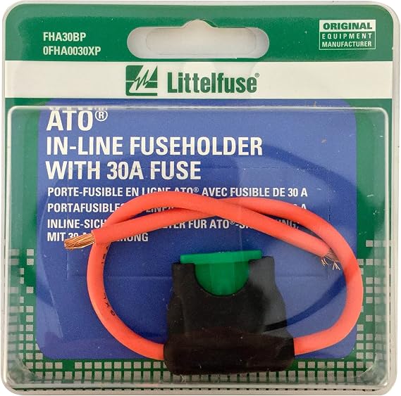 Littelfuse 0FHA0030XP ACS ATO HD Carded Inline Fuse Holder with 30 Amp Fuse