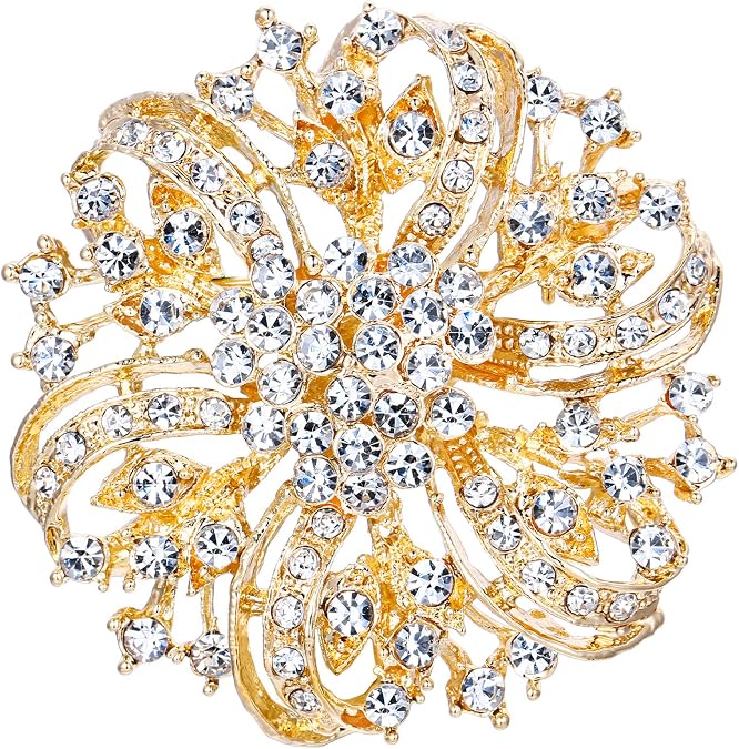 EVER FAITH Austrian Crystal Vintage Inspired Bridal Flower Brooch Corsage