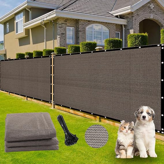 Fence Privacy Screen 4x50Ft - Heavy Duty Outdoor Fence Cover for Patio, Yard, Balcony & Garden, Windscreen & Dustproof Fabric with Zip Ties Included ((Brown)