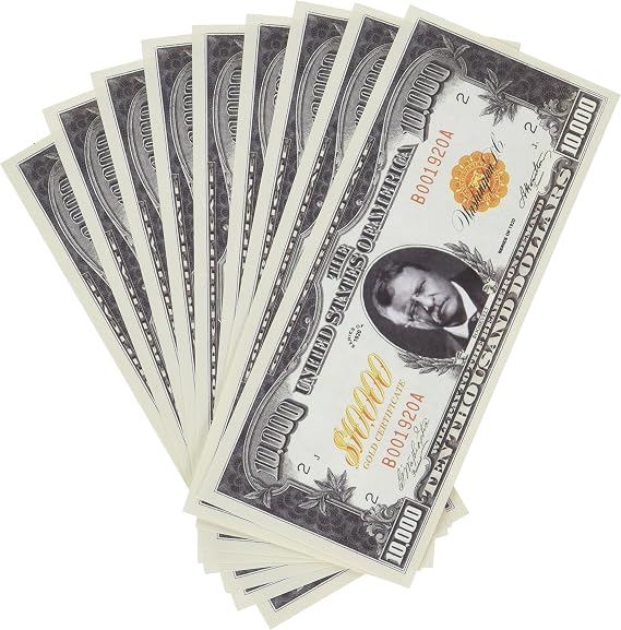 Set of 100 - $10,000.00 Gold Certificate Novelty Bill